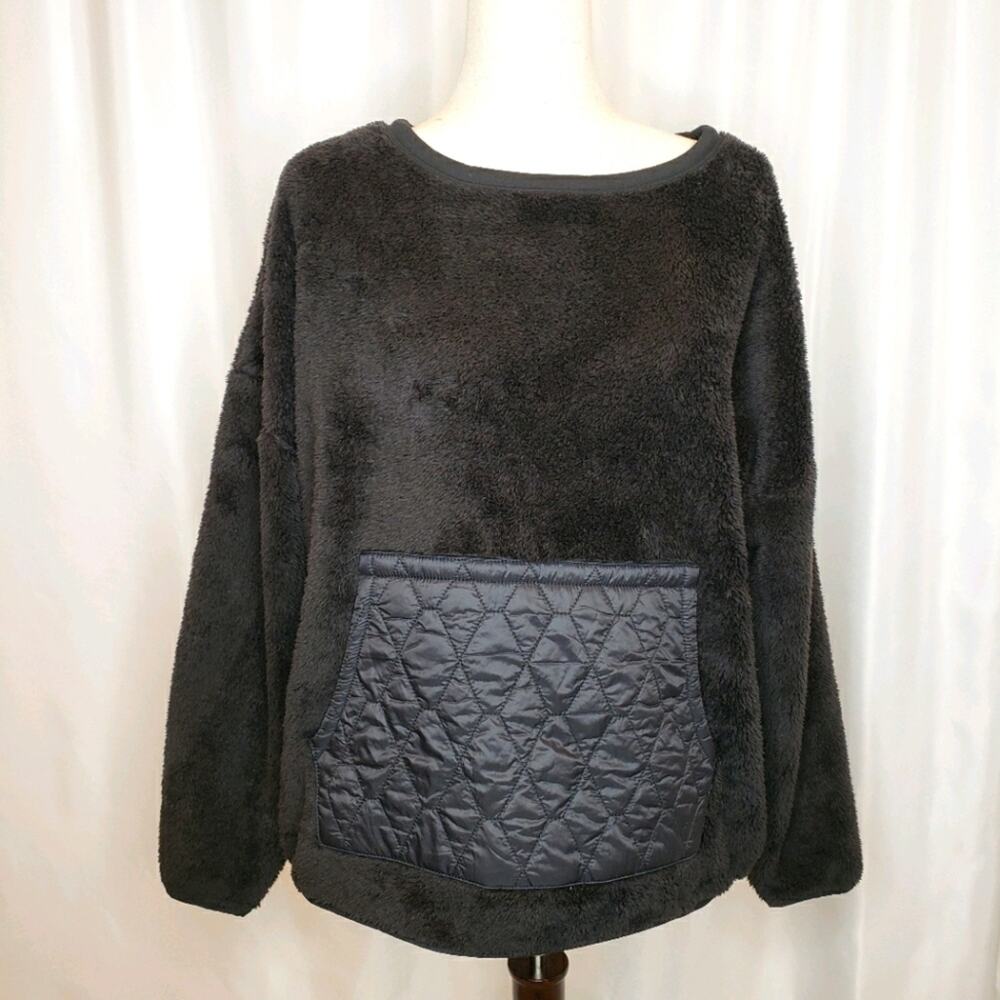 Joy Lab High Pile Sharpa Pullover Kangaroo Pocket Black Medium NEW - Picture 2 of 7